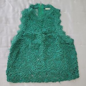 Zara Green Lace Sleeveless Top Size Small